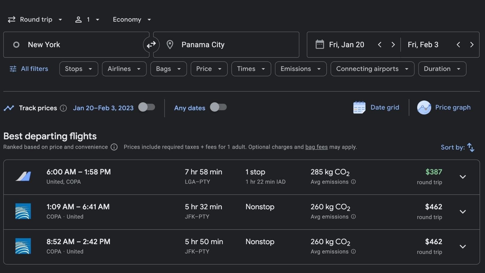 Finding Cheap Flights to Panama with Google Flights (2)